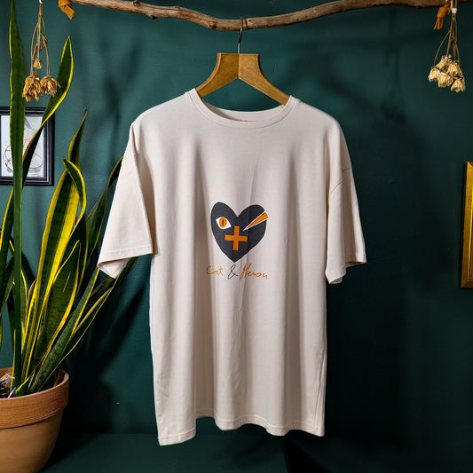 CAT AND HERON - OVERSIZED T-SHIRT